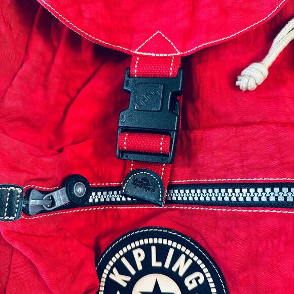 RARE 90s Vintage Kipling Oversized Large Logo Red Backpack Traveling Retro - Picture 3 of 8